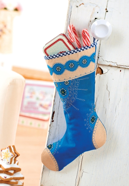 Floral Embroidered Christmas Stocking