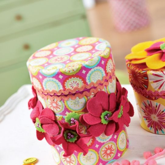 Handmade Floral Storage Boxes Free sewing patterns Sew Magazine