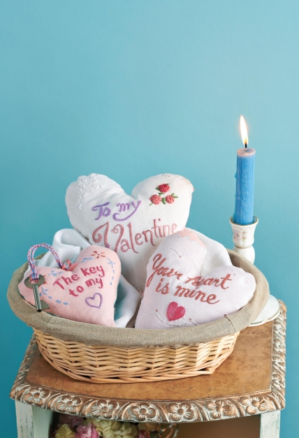 Vintage Valentine Embroidered Heart Tokens
