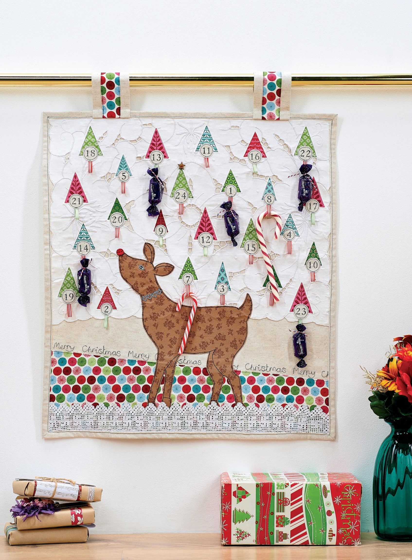 Reindeer Fabric Advent Calendar Free sewing patterns Sew Magazine