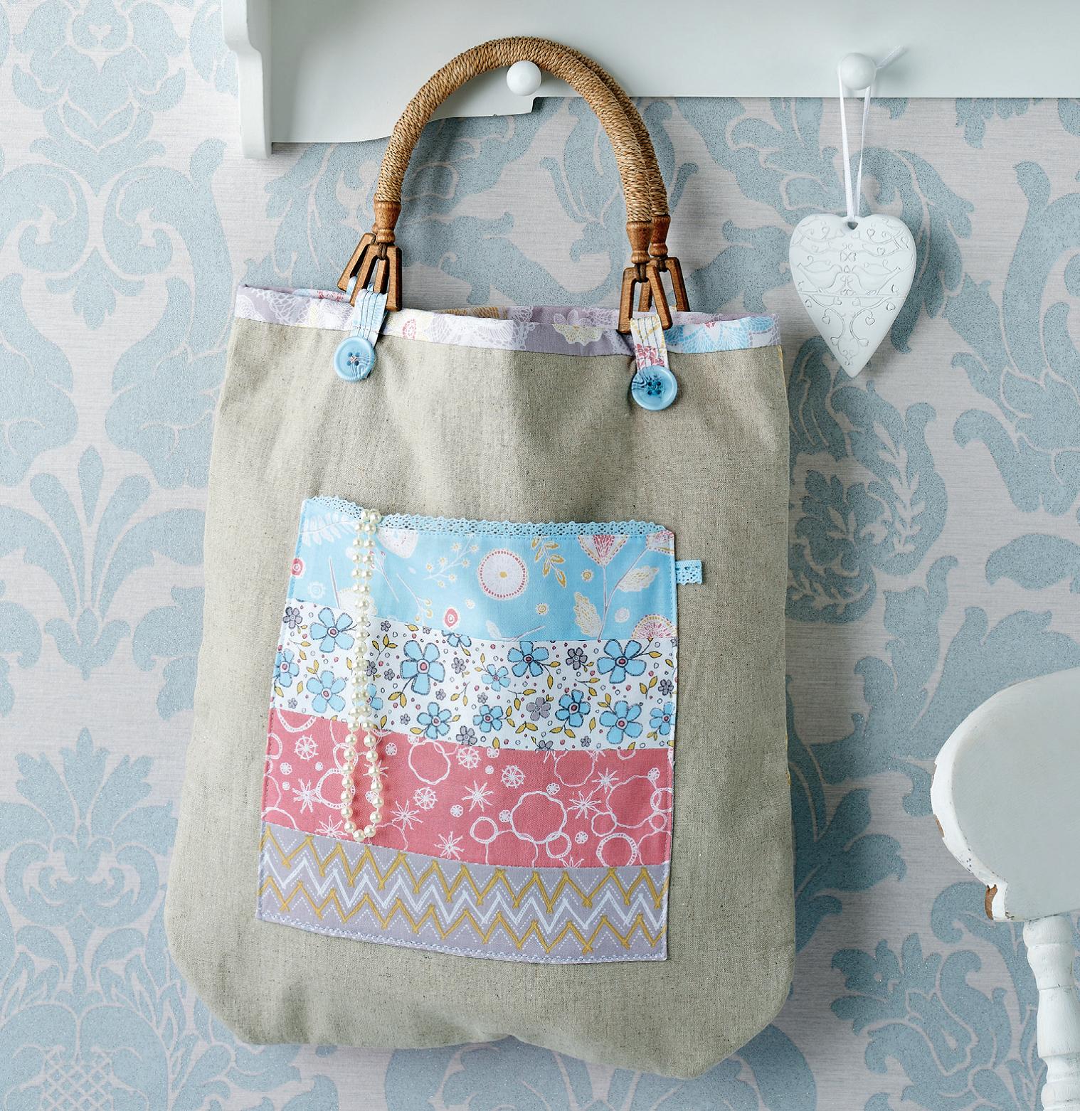 Wooden Handled Linen Tote Bag - Free sewing patterns - Sew Magazine