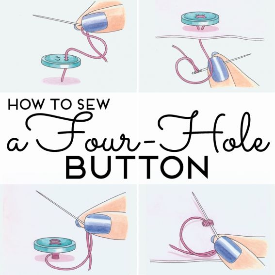 How to sew a four hole button How to sew a four hole button