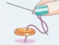 How to sew a two-hole button How to sew a two-hole button