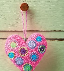 Beaded Heart Hanging Decorations Beaded Heart Hanging Decorations