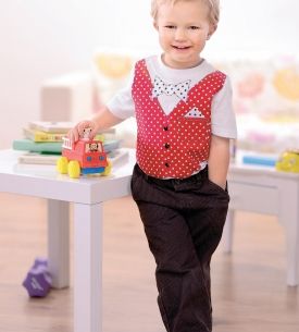 Boy’s Smart Bow Tie and Waistcoat Appliqued T-shirts Boy’s Smart Bow Tie and Waistcoat Appliqued T-shirts