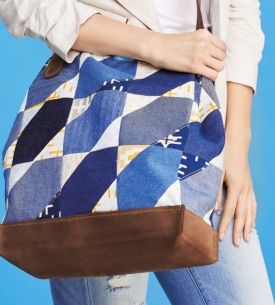 Denim and leather bag Denim and leather bag