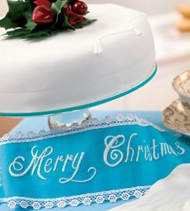 Embroidered Christmas Cake Band Embroidered Christmas Cake Band