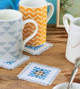 Hardanger embroidery coasters Hardanger embroidery coasters
