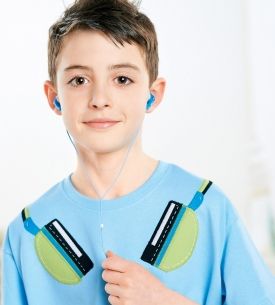 Headphones and Pow Applique T-shirt Headphones and Pow Applique T-shirt