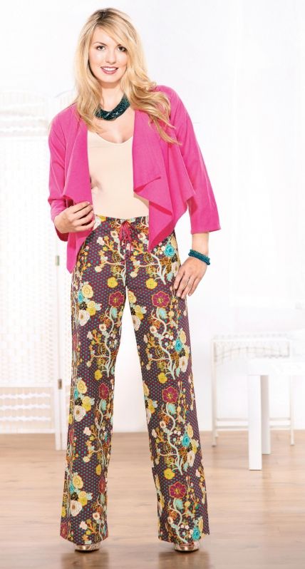 patterned straight leg trousers