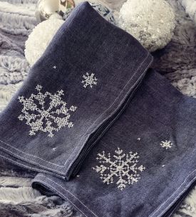 Cross-Stitch Snowflake Napkins Cross-Stitch Snowflake Napkins