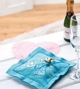 Turquoise Felt Wedding Ring Pillow Turquoise Felt Wedding Ring Pillow