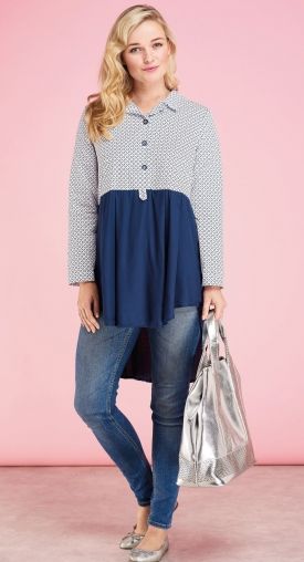 Two Tone Long-Sleeved Blouse Two Tone Long-Sleeved Blouse