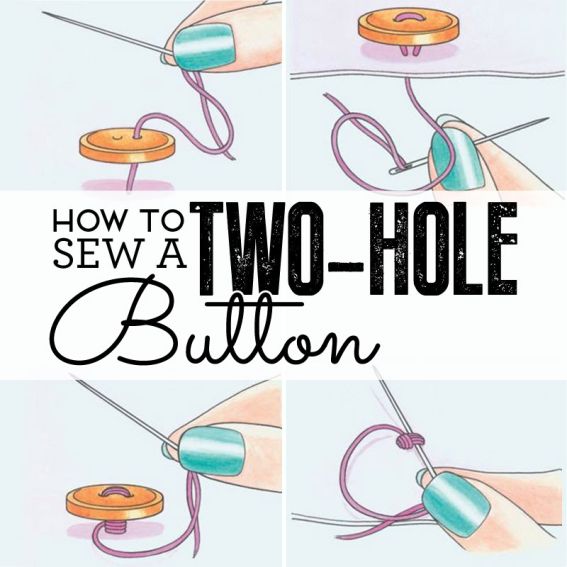 How to sew a two-hole button How to sew a two-hole button