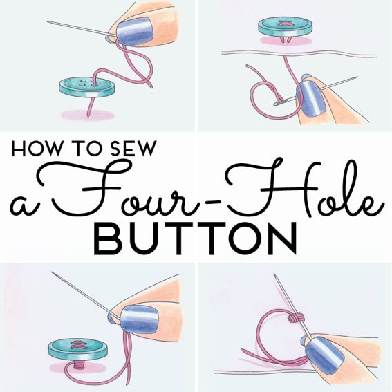 How to sew a four hole button How to sew a four hole button