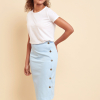 Asymmetric Pencil Midi Button Skirt Sewing Pattern | UK Sizes 8-24