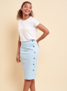 Asymmetric Pencil Midi Button Skirt Sewing Pattern | UK Sizes 8-24