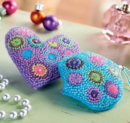 Beaded Heart Hanging Decorations