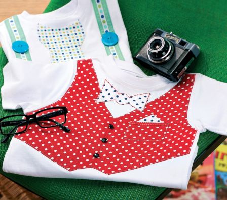 Boy’s Smart Bow Tie and Waistcoat Appliqued T-shirts
