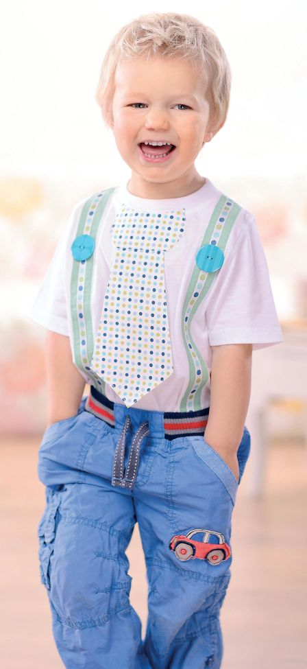 Boy’s Smart Bow Tie and Waistcoat Appliqued T-shirts