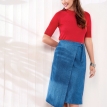 Asymmetric Denim Wrap Skirt