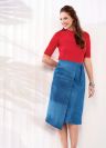 Asymmetric Denim Wrap Skirt