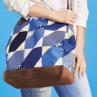 Denim and leather bag