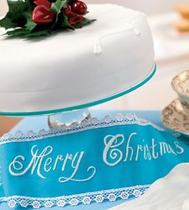 Embroidered Christmas Cake Band Embroidered Christmas Cake Band
