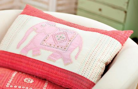 Elephant Embroidered Cushion