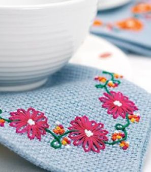 Embroidered Flower Napkins