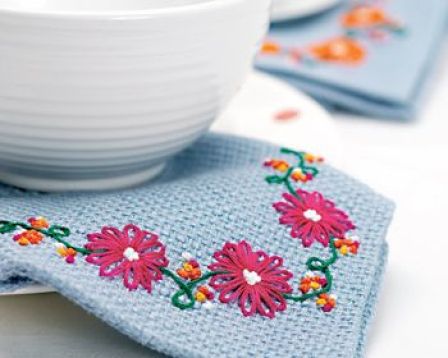 Embroidered Flower Napkins