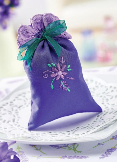Embroidered Lavender Pillow set