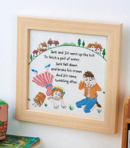 Framed Embroidered Nursery Rhymes