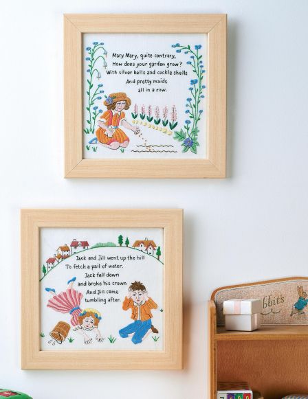 Framed Embroidered Nursery Rhymes