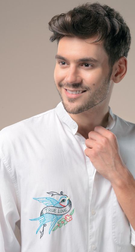 Tattoo Style Embroidered Shirt