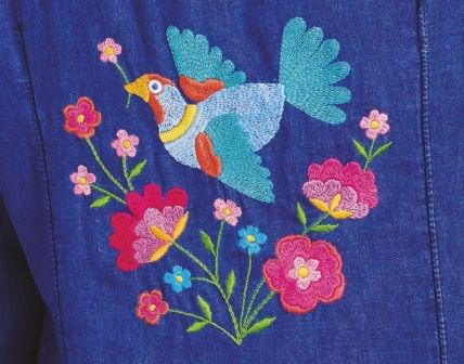 Embroidered denim shirt