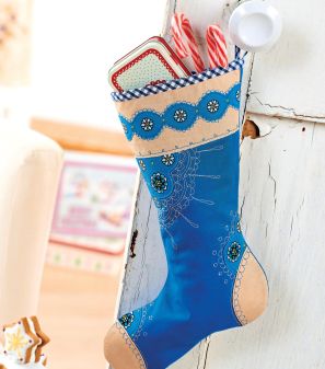 Floral Embroidered Christmas Stocking