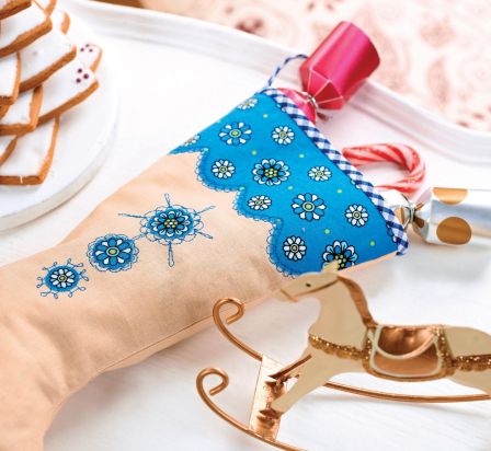 Floral Embroidered Christmas Stocking