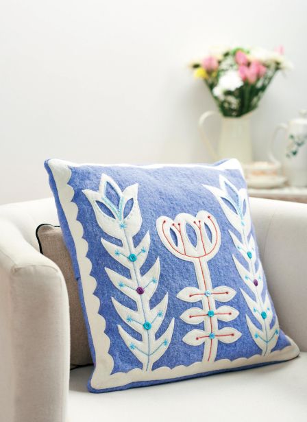 Felt Flower Motif Cushion