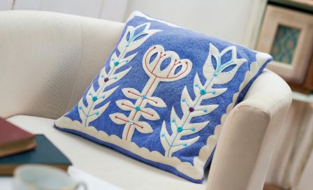 Felt Flower Motif Cushion