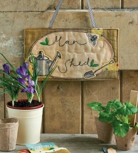 Appliqued and Embroidered Garden Sign, Seed and Plant Marker Pocket Appliqued and Embroidered Garden Sign, Seed and Plant Marker Pocket