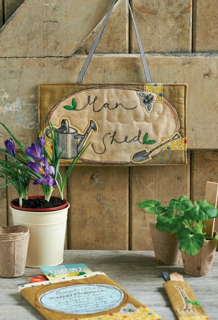 Appliqued and Embroidered Garden Sign, Seed and Plant Marker Pocket