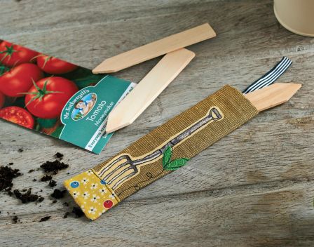Appliqued and Embroidered Garden Sign, Seed and Plant Marker Pocket