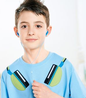 Headphones and Pow Applique T-shirt