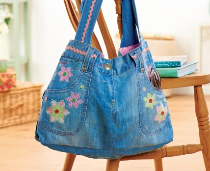 Upcycled Jeans Tote Bag Pattern and Tutorial -