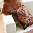Wool Backed Leather Leaf Cushions