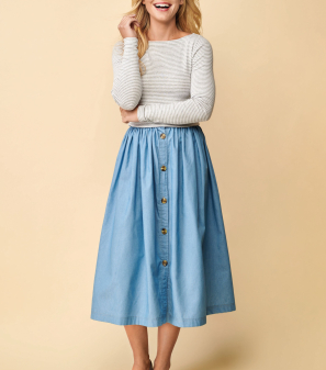 Midi Button Skirt Sewing Tutorial | No Pattern Make