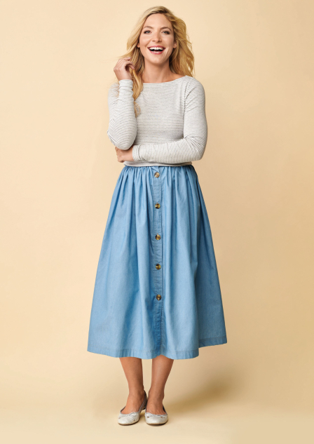 Midi Button Skirt Sewing Tutorial | No Pattern Make