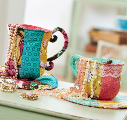 Fabric Storage Patchwork Teacups