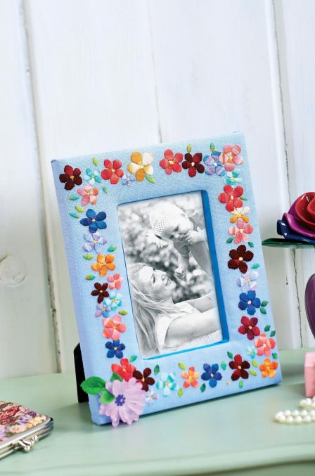 Embroidered Flowers Picture Frame